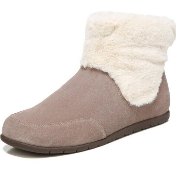 Vionic Maizie Brownie Suede Neoprene Bootie Womens 9 Arch Suppport New - Picture 1 of 7